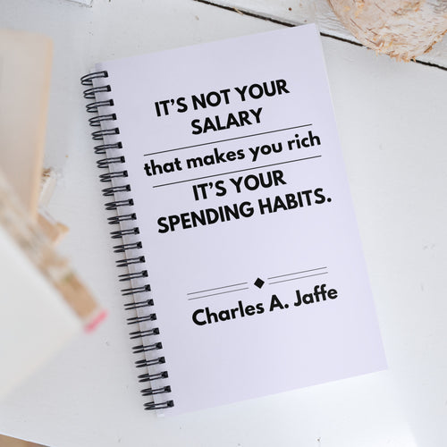 Spiral notebook with Jaffe quote