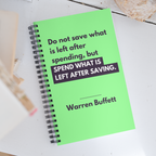 Spiral notebook with Buffett quote