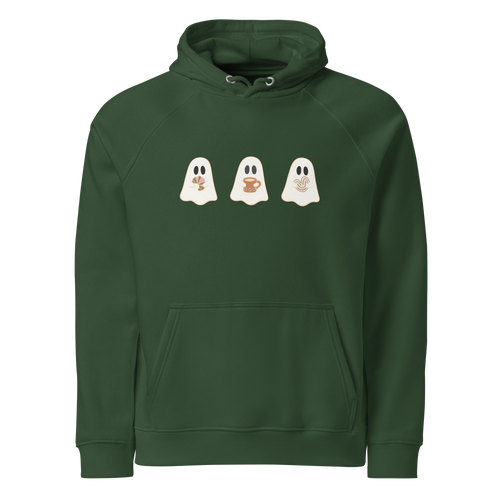 Breakfast ghosts unisex eco raglan hoodie