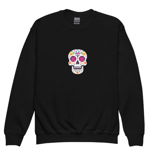 Skeleton flowers youth crewneck sweatshirt